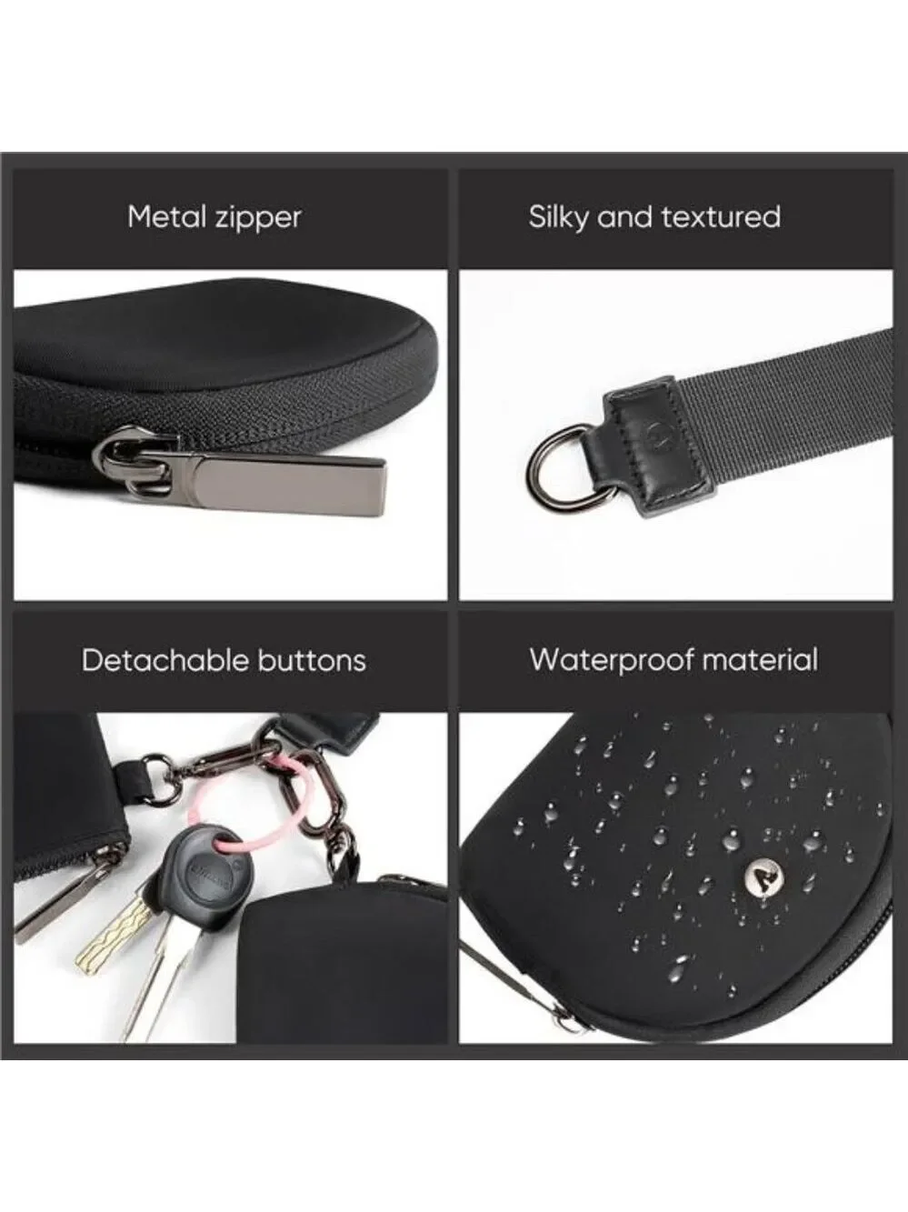 Women Keychain Wristlet Wallet Mini Zip Pouch Card Holder Coin Purse Travel